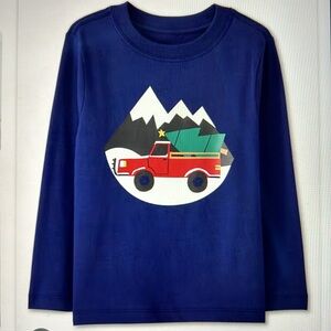 🌟Hanna Andersson Holiday Long Sleeve Christmas Truck Tee, 6-7🌟